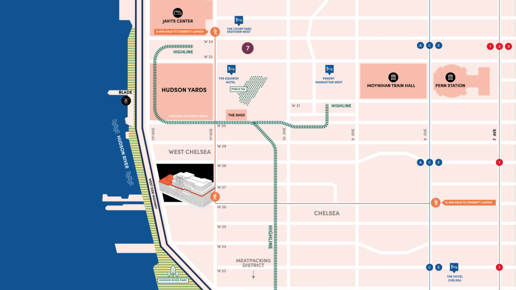 Map of hudson yards and surroundings