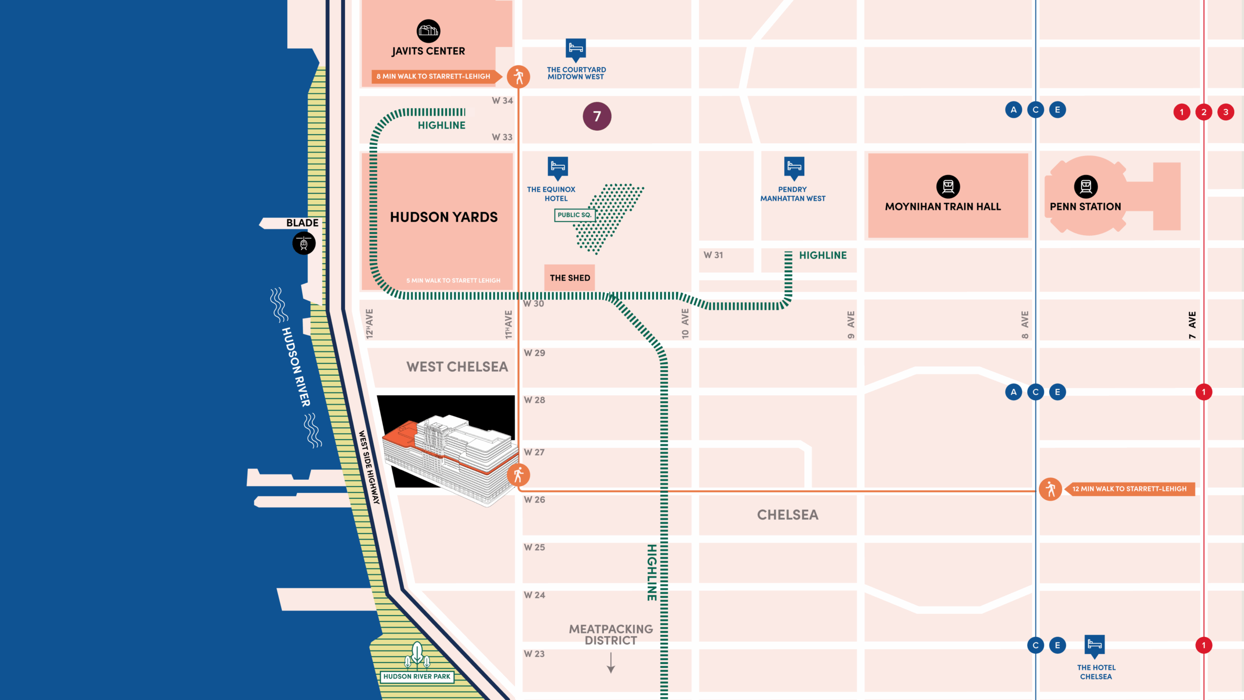 Map of hudson yards and surroundings