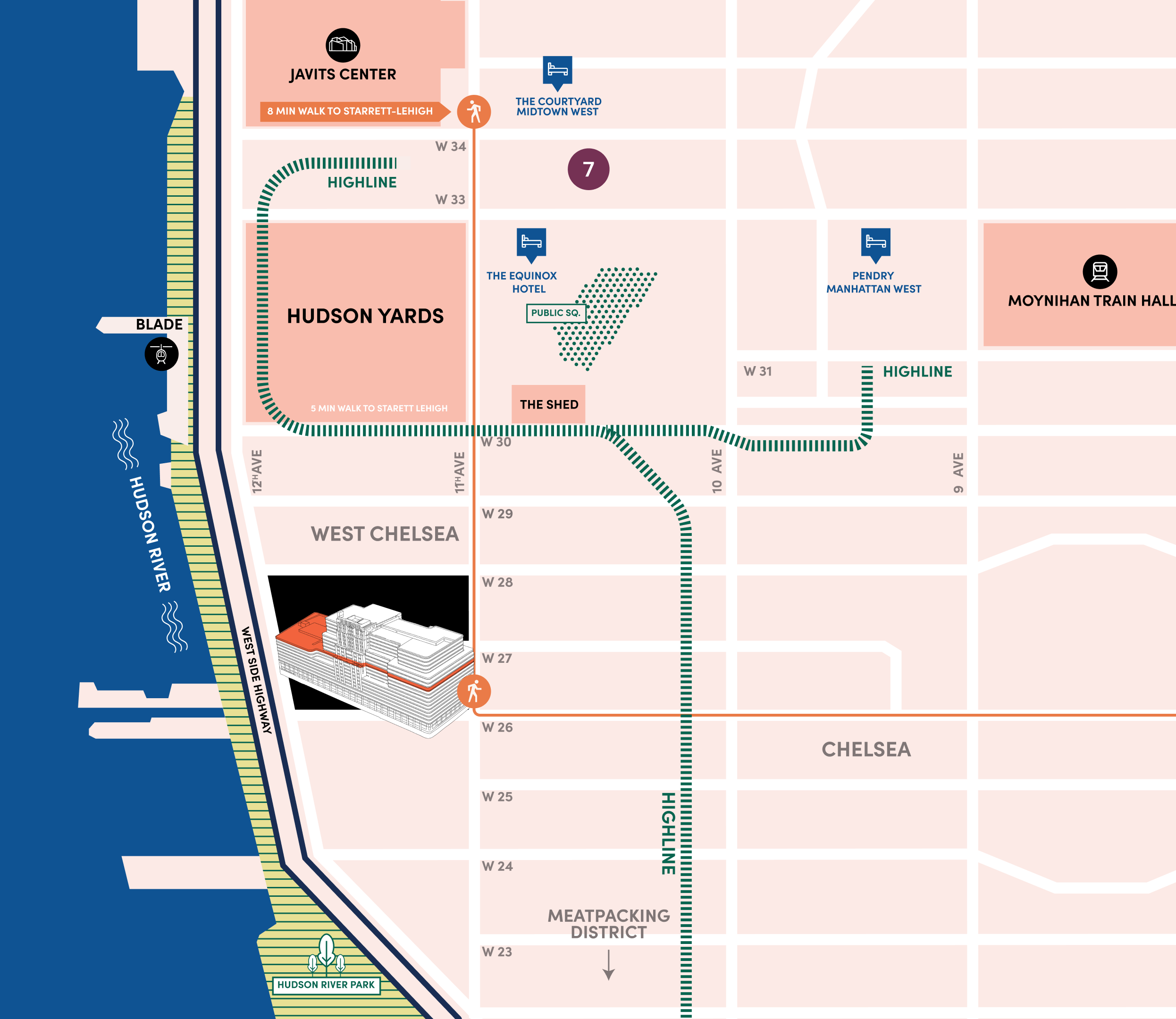 Map of hudson yards and surroundings